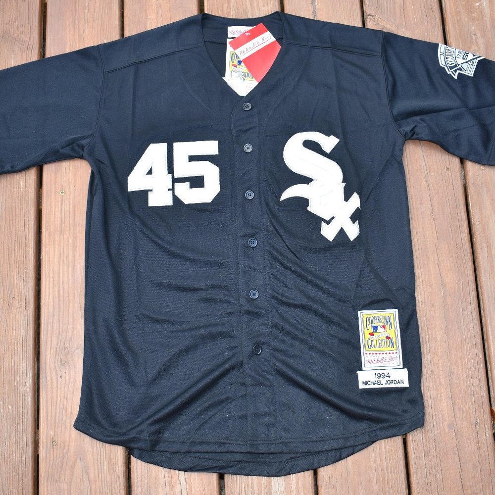 New!! Michael Jordan Chicago White Sox Vintage Black Baseball Jersey Men's Small - Picture 2 of 2